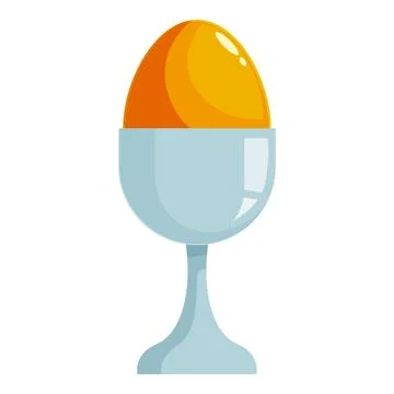 Golden boiled egg standing in elegant egg cup on white background Stock Illustration
