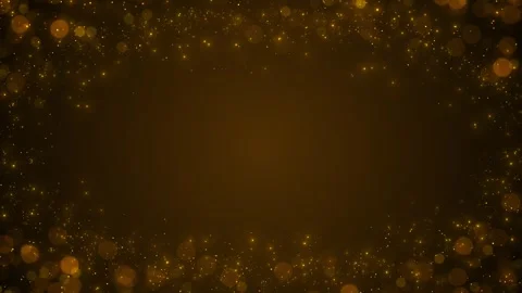 Golden bokeh border background glowing particles empty dark center, luxury spark Stock Footage 340411387