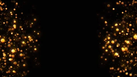 Golden bokeh border background glowing orbs, soft sparkle clusters, copy space o Stock Footage 340414045
