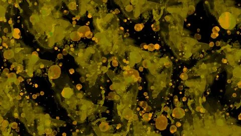 Golden Bokeh Bubbles Abstract Background with Black Ink Wash Texture Illustrazione stock
