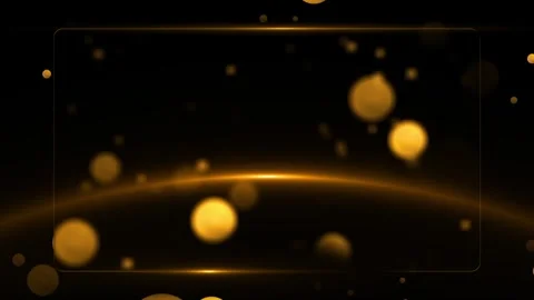 Golden bokeh frame background dark luxury space, glowing border, soft circles, Stock Footage 340478542