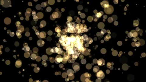 Golden Bokeh Lights Explosion on Black Background, Abstract Light Particles Stock Footage 337956874