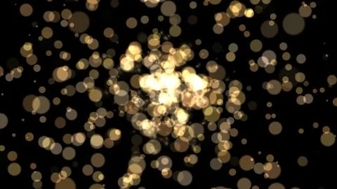 Golden bokeh lights float against a dark background Stock Illustration