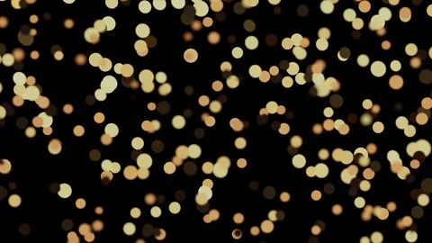 Golden Bokeh Particles Falling Black Background Overlay Видео 341878966
