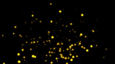 Golden Bokeh Particles Floating on Black Background for Compositing Vídeos de archivo 333625541