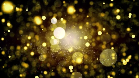 Golden Bokeh Particles Orbiting Loop: Luxury Glitter Dust Festive Background Video stock 327080518