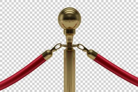 Golden bollard queue barrier on white background Stock Illustration