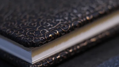 Golden book cover macro Video stock 124445950