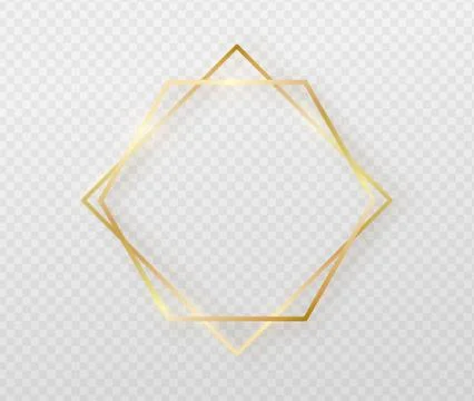 Golden border frame with light shadow and light affects. Gold decoration in Stock Illustration