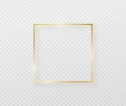 Golden border frame with light shadow and light affects. Gold decoration in Stock Illustration