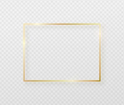 Golden border frame with light shadow and light affects. Gold decoration in Stock Illustration