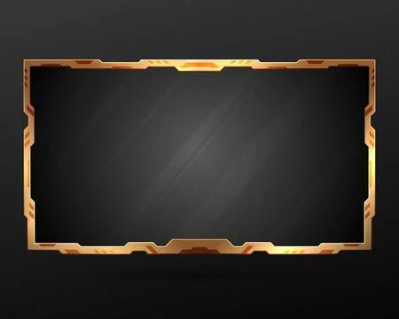 Golden border live stream overlay futuristic game gui screen panel frame Illustrazione stock