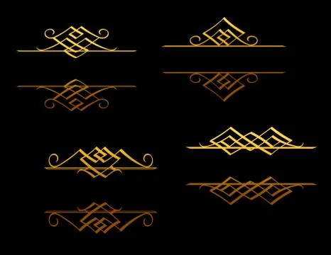 Golden borders and frames Illustrazione stock
