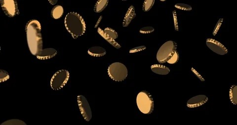 Golden bottle cap falling Stock Footage 98769404