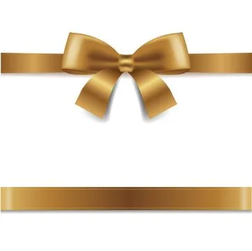Golden Bow Isolated White Background Stock Illustration