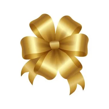 Golden Bow Knot with Five Loop Vector Illustration Illustrazione stock