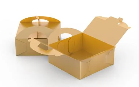 Golden box with handle 스톡 일러스트