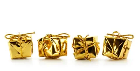Golden boxes isolated Stock Photos