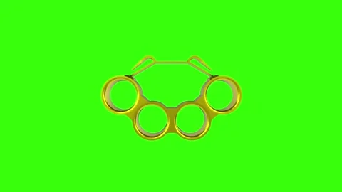 Golden brass knuckles 3D rendering on a vibrant green background Stock-Footage 287011779