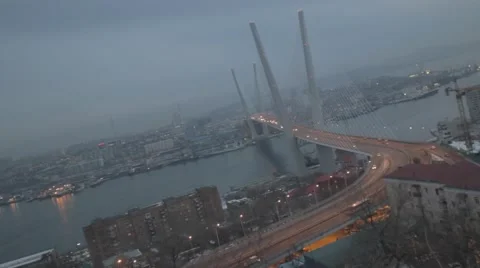 Golden bridge over bay Video stock 47794111