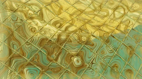 Golden bright smooth deforming surface. looped wave animation. 3d render Stock Footage 153812859