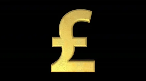 Golden British Pound symbol Loop Video stock 307204