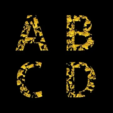 Golden broken letters Stock Illustration