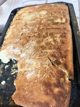 Golden Brown Baked Dish in a Rectangular Oven Tray Stock Photos
