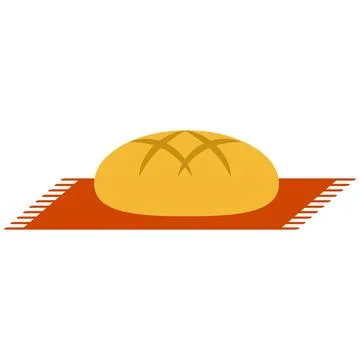 Golden brown loaf of bread on mat Illustrazione stock