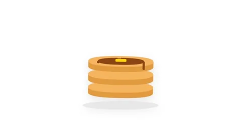 Golden Brown Pancake Stack with Melting Butter and Viscous Syrup Drip Animati Stock Footage 346611437