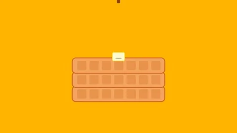 Golden Brown Waffle Stack with Pouring Maple Syrup Flat Icon Motion Graphic Видео 346007202
