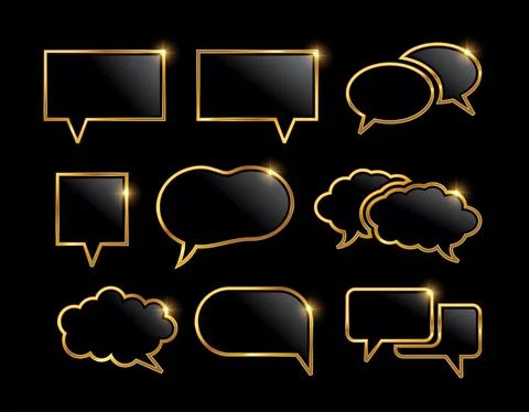 Golden Bubble Chat Icon Stock Illustration