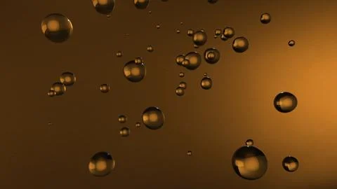 Golden bubbles floating in a sparkling drink with a gradient background Stock Illustration