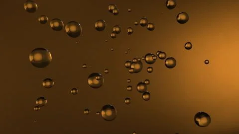 Golden bubbles floating in a sparkling liquid creating a beautiful abstract.. 스톡 일러스트