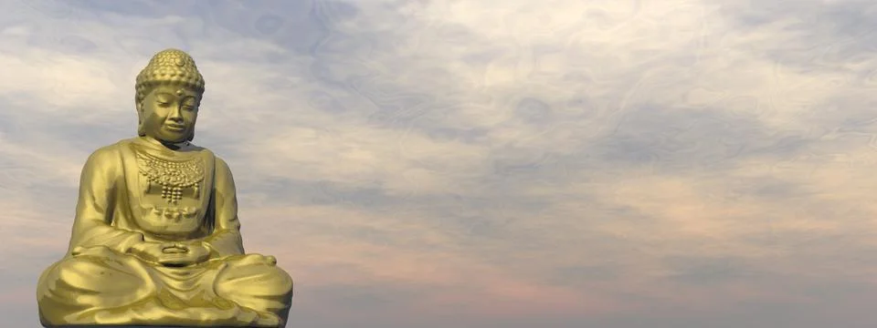 Golden Buddha - 3D render Stock Illustration