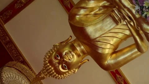 Golden Buddha Statue Inside Temple Hall in Arunachal Pradesh Stock Footage 329174681
