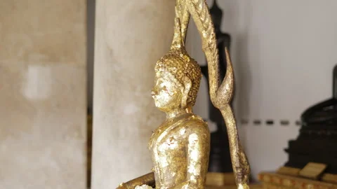 Golden Buddha Statue Inside Thai Temple Stock Footage 327635151