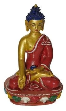 Golden buddha statue meditating, practicing buddhism and spirituality Stock Photos