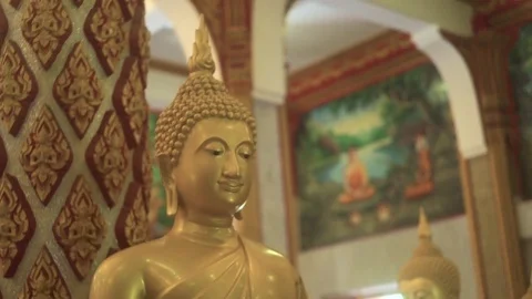 Golden Buddha Statue In The Monastery Video stock 70572430