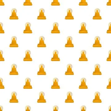 Golden buddha statue seamless pattern on white background 库存插图