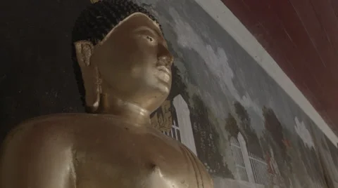 Golden Buddha statue in at Wat Phra That Doi Suthep in Chiang Mai, Thailand Stock Footage 48195539
