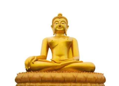 Golden buddha statue on white background - isolated Stock Photos