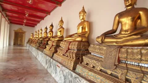 Golden Buddha Statues Stock Footage 21225671