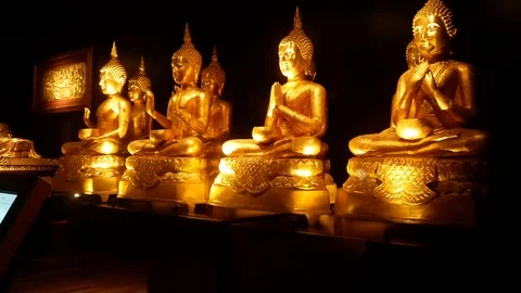 Golden Buddha Statues Stock Footage 106711123