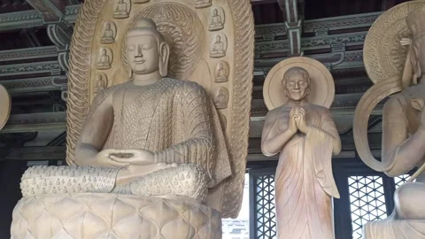 Golden Buddha Statues Inside Huayan Temple,Datong China. Stock Footage 333657870