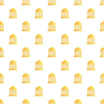 Golden building icon pattern seamless finance banking background Stock Illustration
