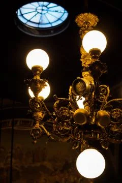Golden bulb ceiling light Stock Photos