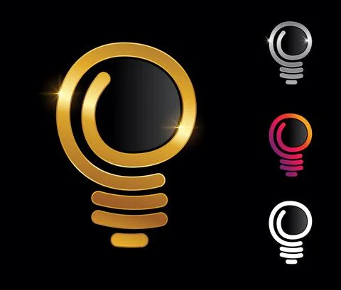 Golden Bulb Vector Sign Stock Illustration