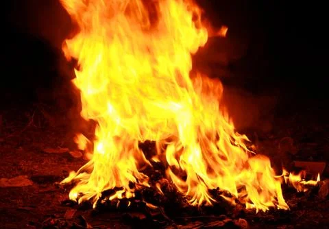 Golden Burning Fire Stock Photos