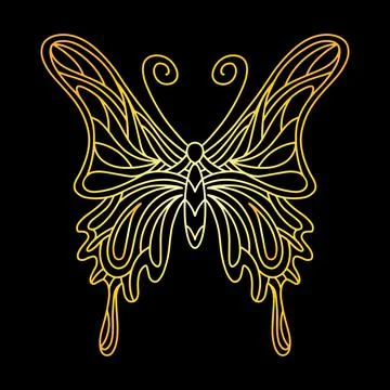 The golden butterfly is an insect. beetle linear vector illustration Stock Illustration